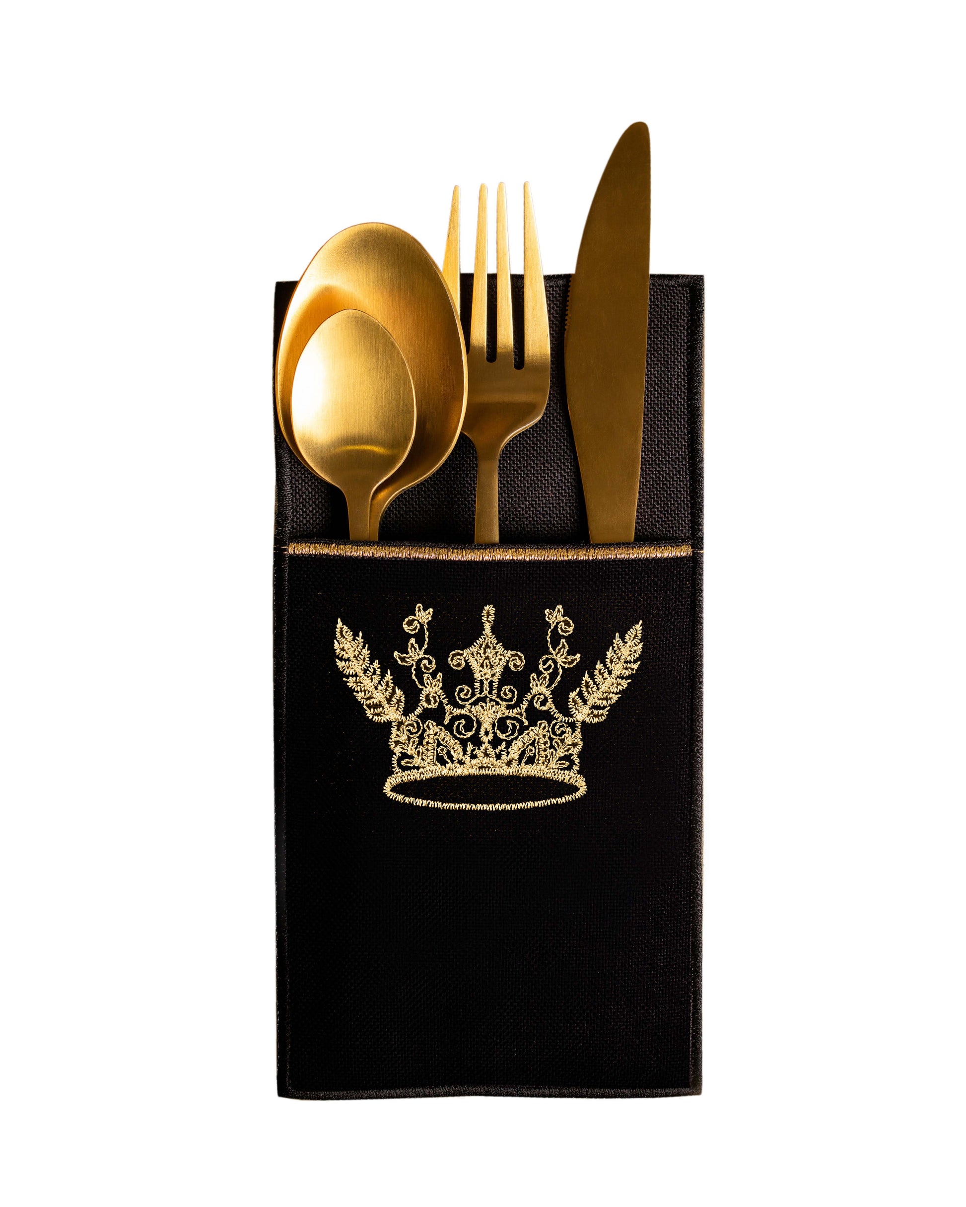 Pokrowce czarne na sztućce Regina D'Oro 4 szt. - HAFTINA HOME