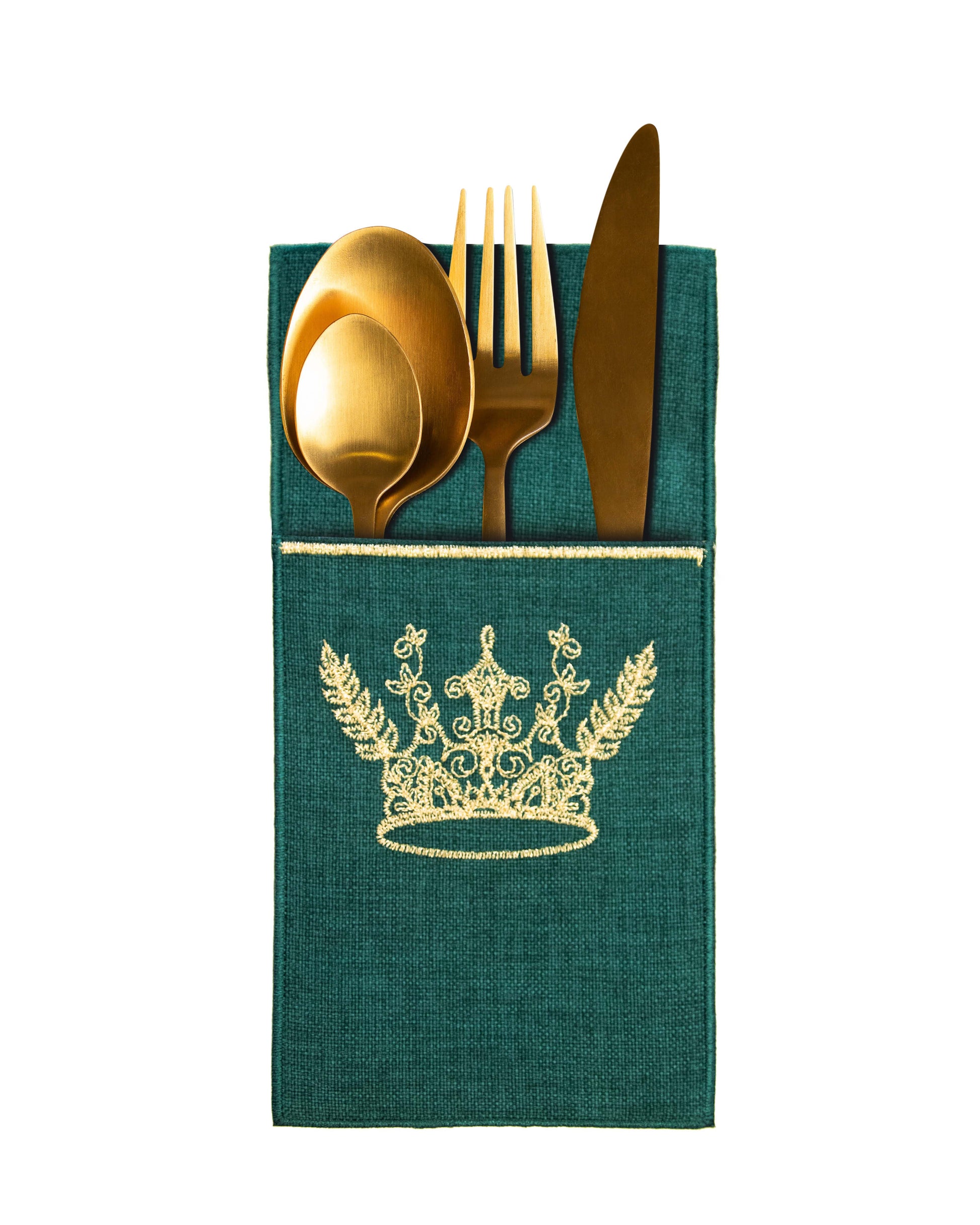 Pokrowce zielone na sztućce Regina D'Oro 4 szt. - HAFTINA HOME